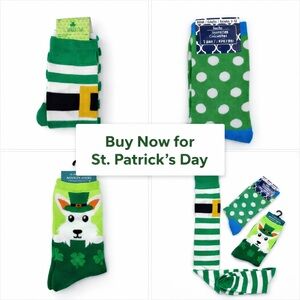 3 Pair St. Patrick’s Day Socks Bundle NWT Leprechaun Shamrock Crew Socks